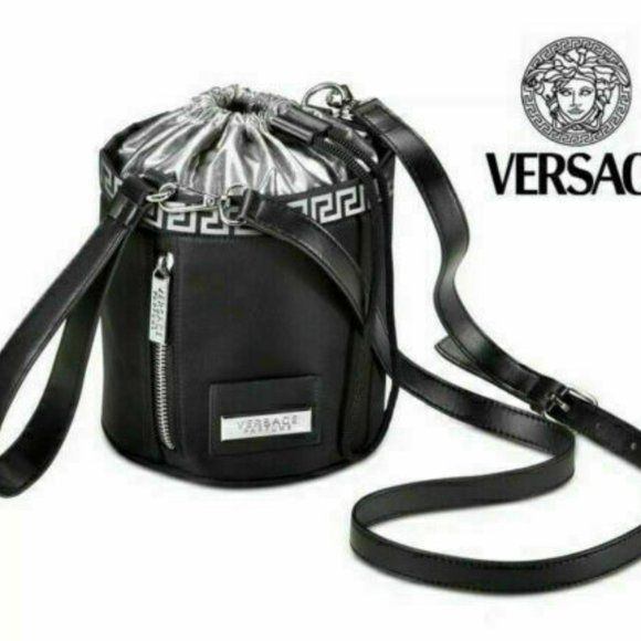Versace Fragrance Small Bucket Bag Black & Silver Key Logo SEALED PACKAGE - Picture 3 of 10